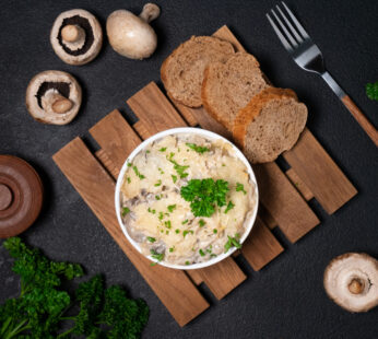 Julienne with chicken and mushrooms