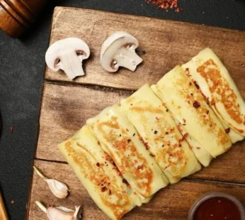 Pancakes with chicken and mushrooms