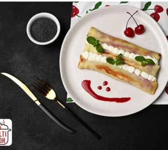 Pancakes with poppy seed and cherry filling