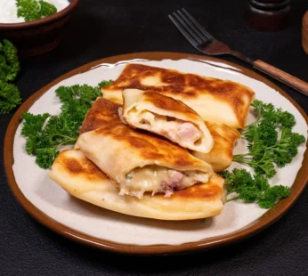 Pancakes with ham and cheese