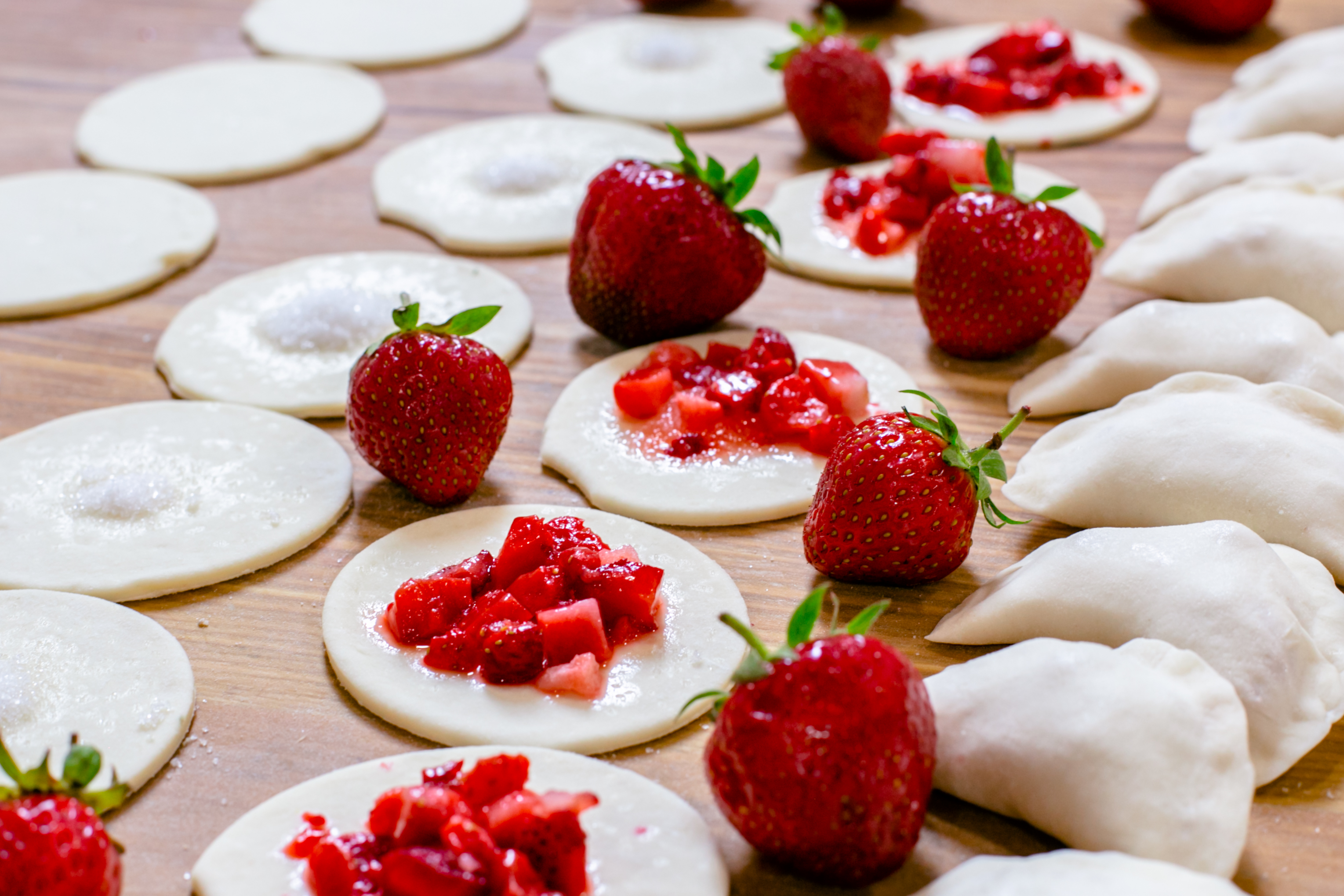 Varenyky with strawberries